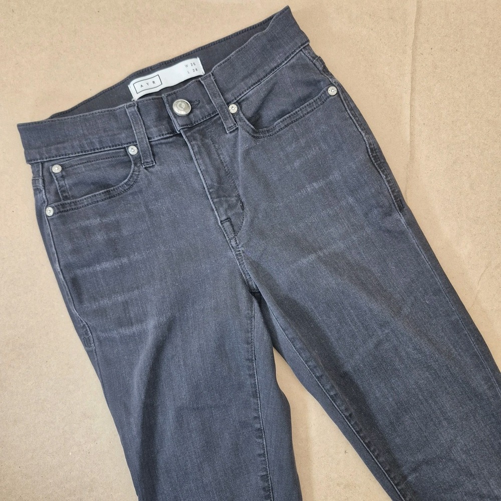 AYR The Chiller Skinny‎ Jeans Women's 25 x 28 Eclipse Black Raw Hem Mid Rise